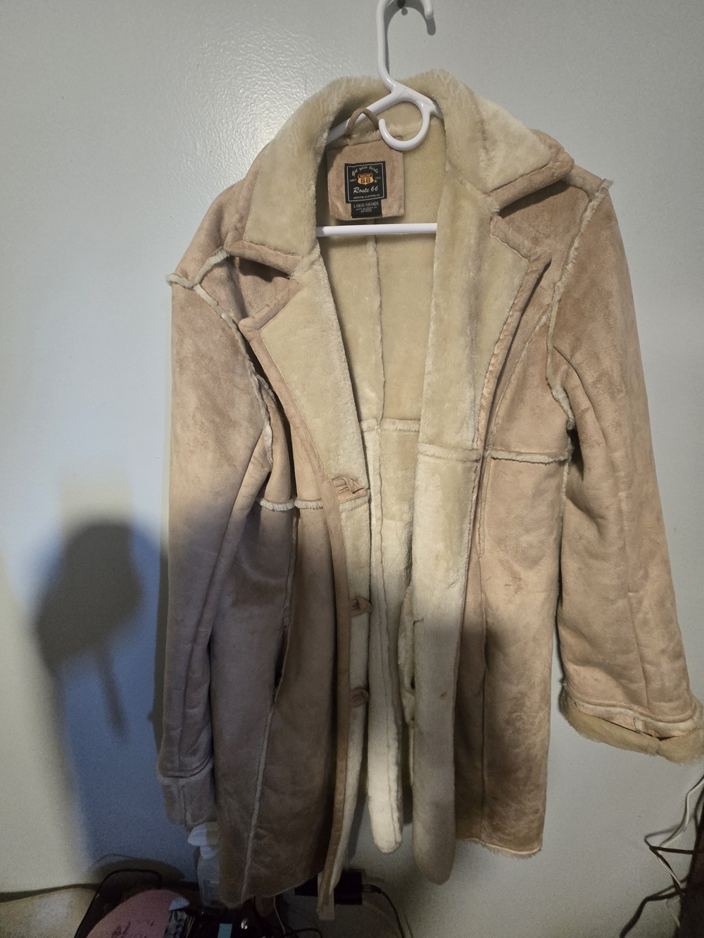 Route 66 Women's Beige Shearling Trench Coat